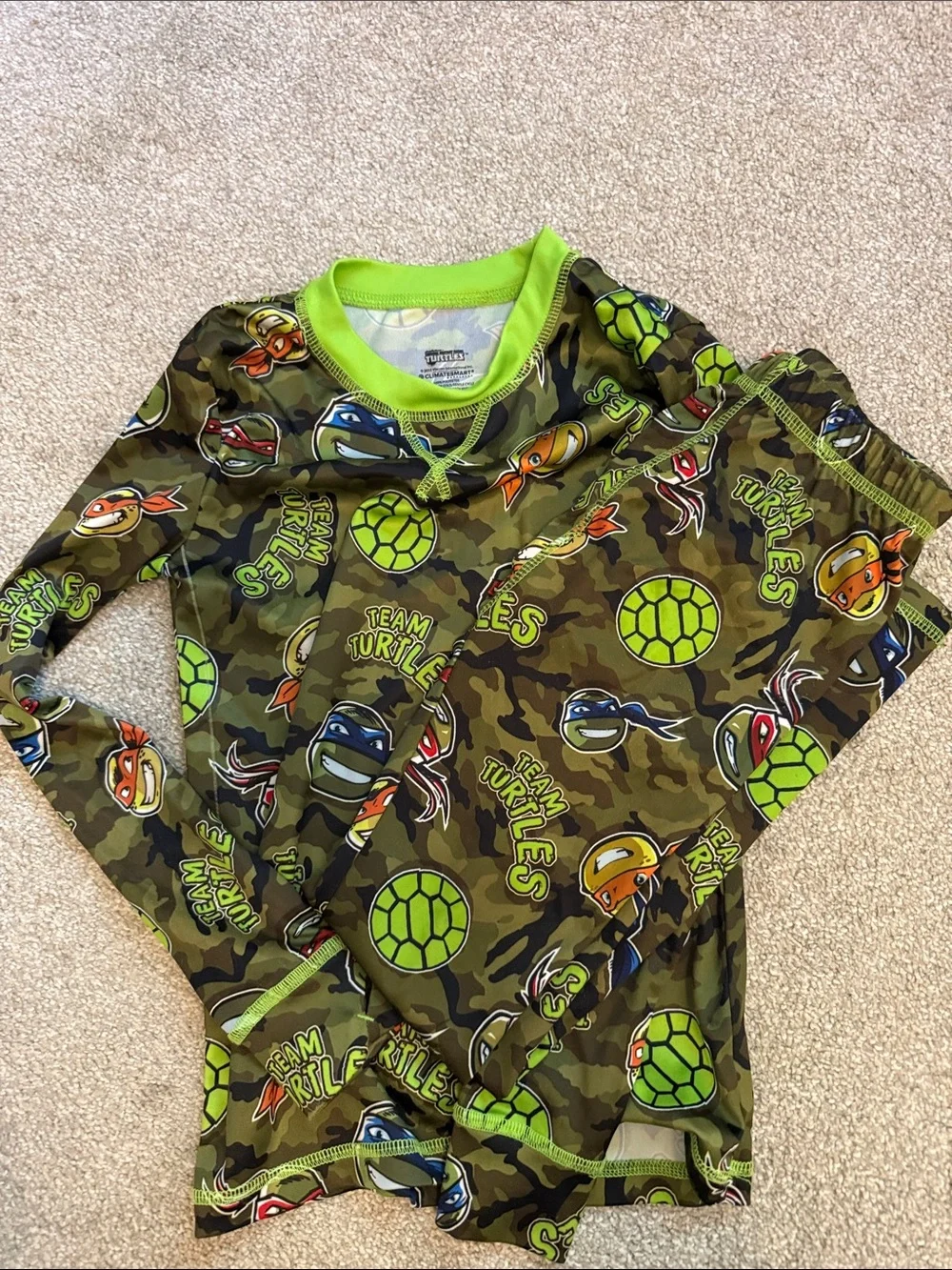 Kids Boys Set Teenage Mutant Ninja Turtles Camouflage Long Underwear Pajama Set